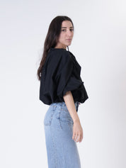 Camicia arricciata nera