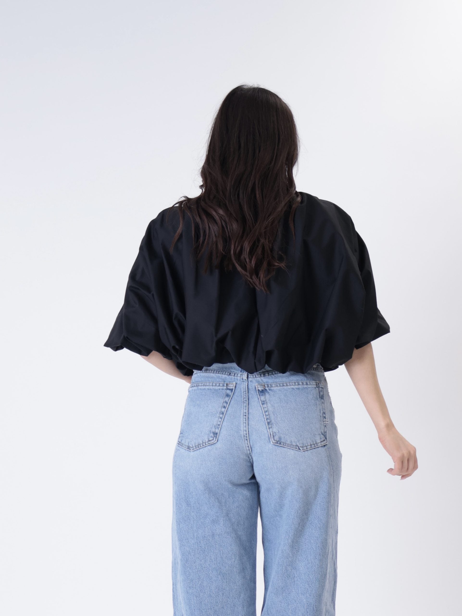 Camicia arricciata nera