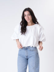 White ruffled shirt