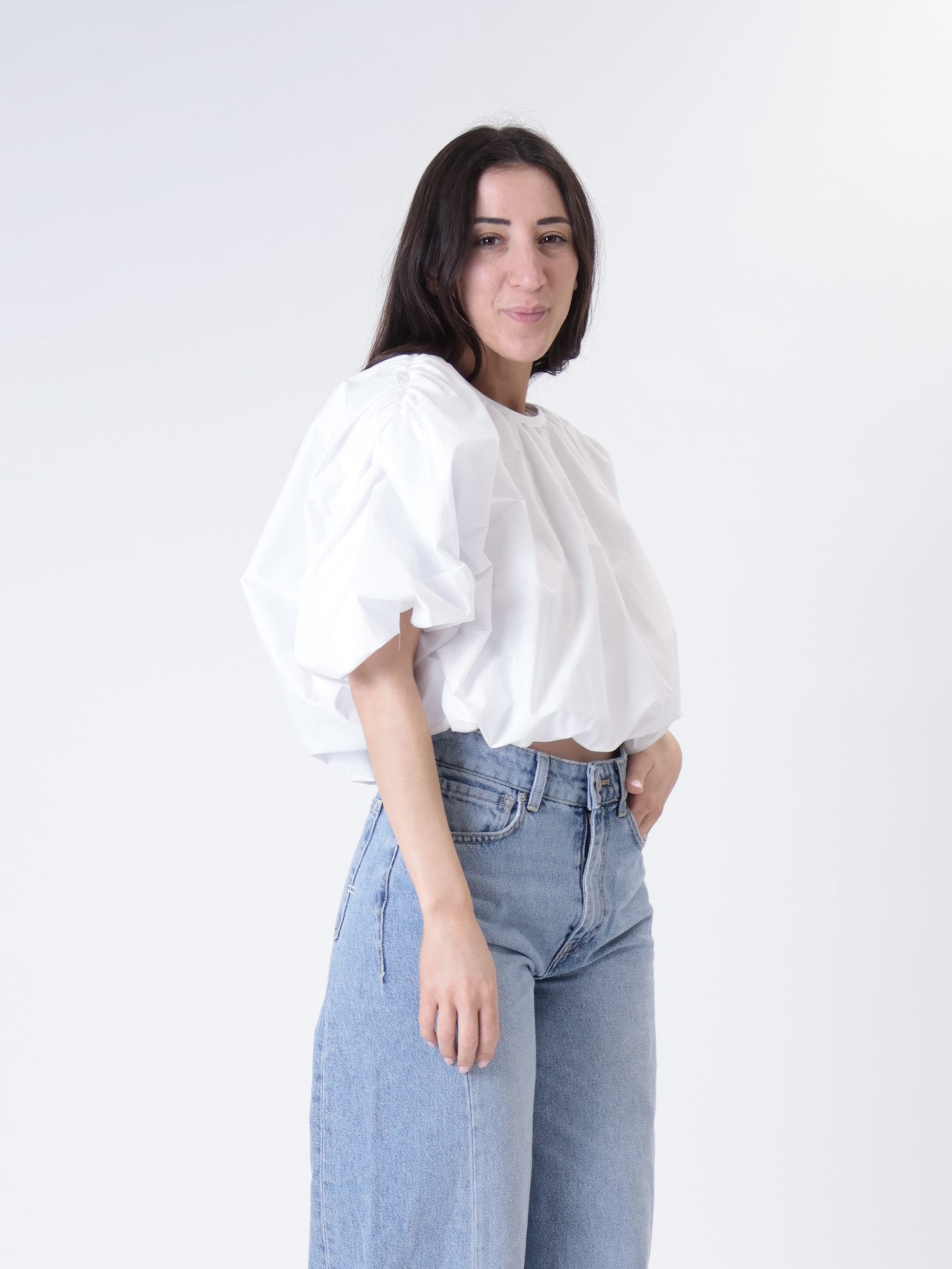 White ruffled shirt