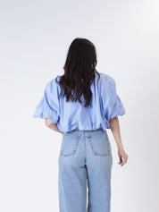 Camicia arricciata azzurra