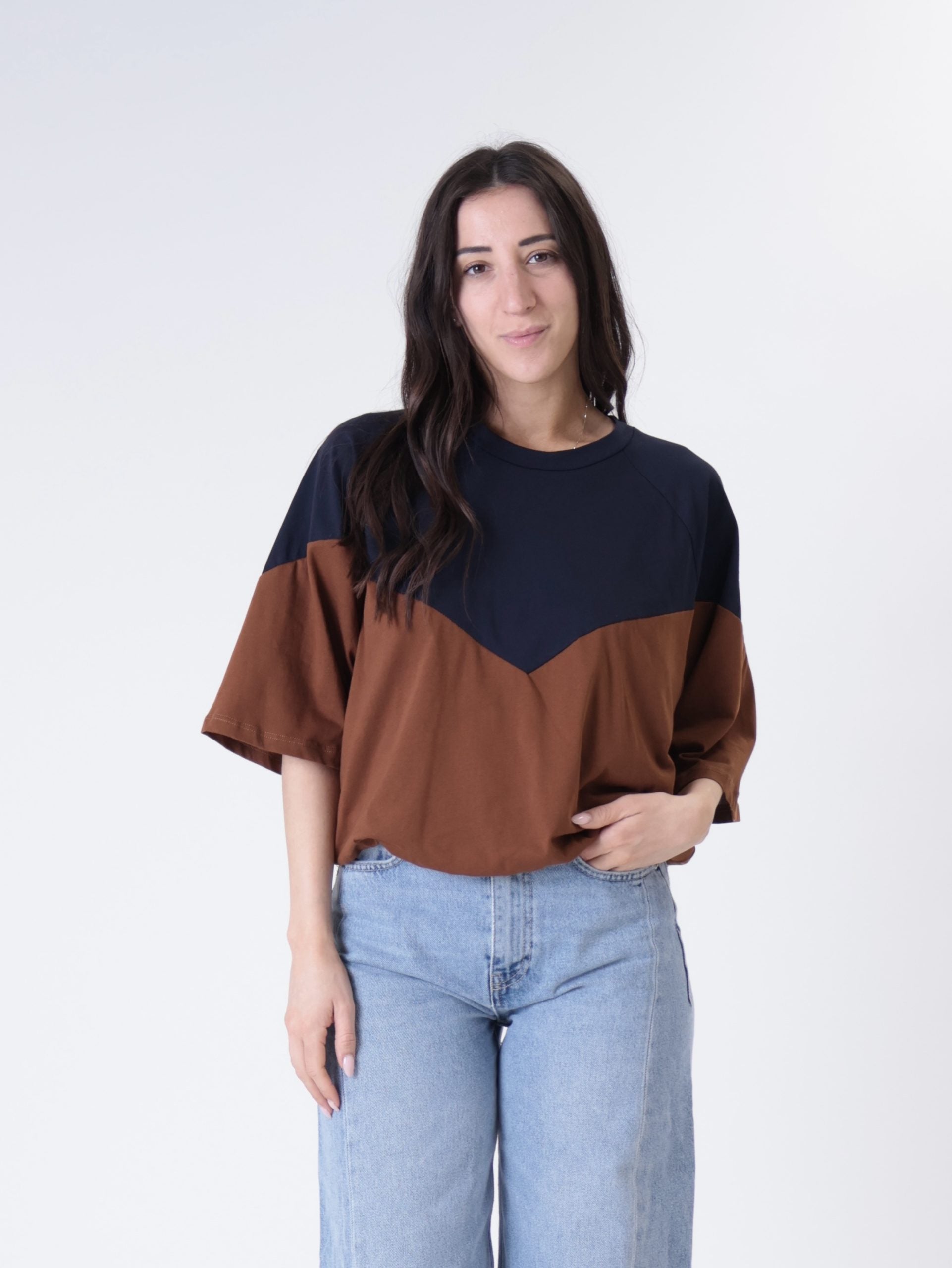 T-shirt Lory blue/tobacco