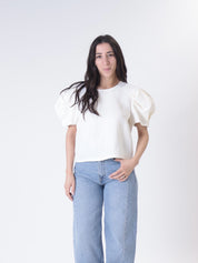 Top manica sbuffo latte