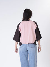 T-shirt bicolore rosa/moro