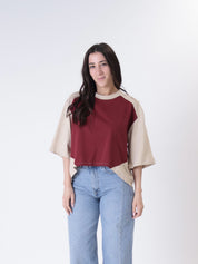 T-shirt bicolore india/beige