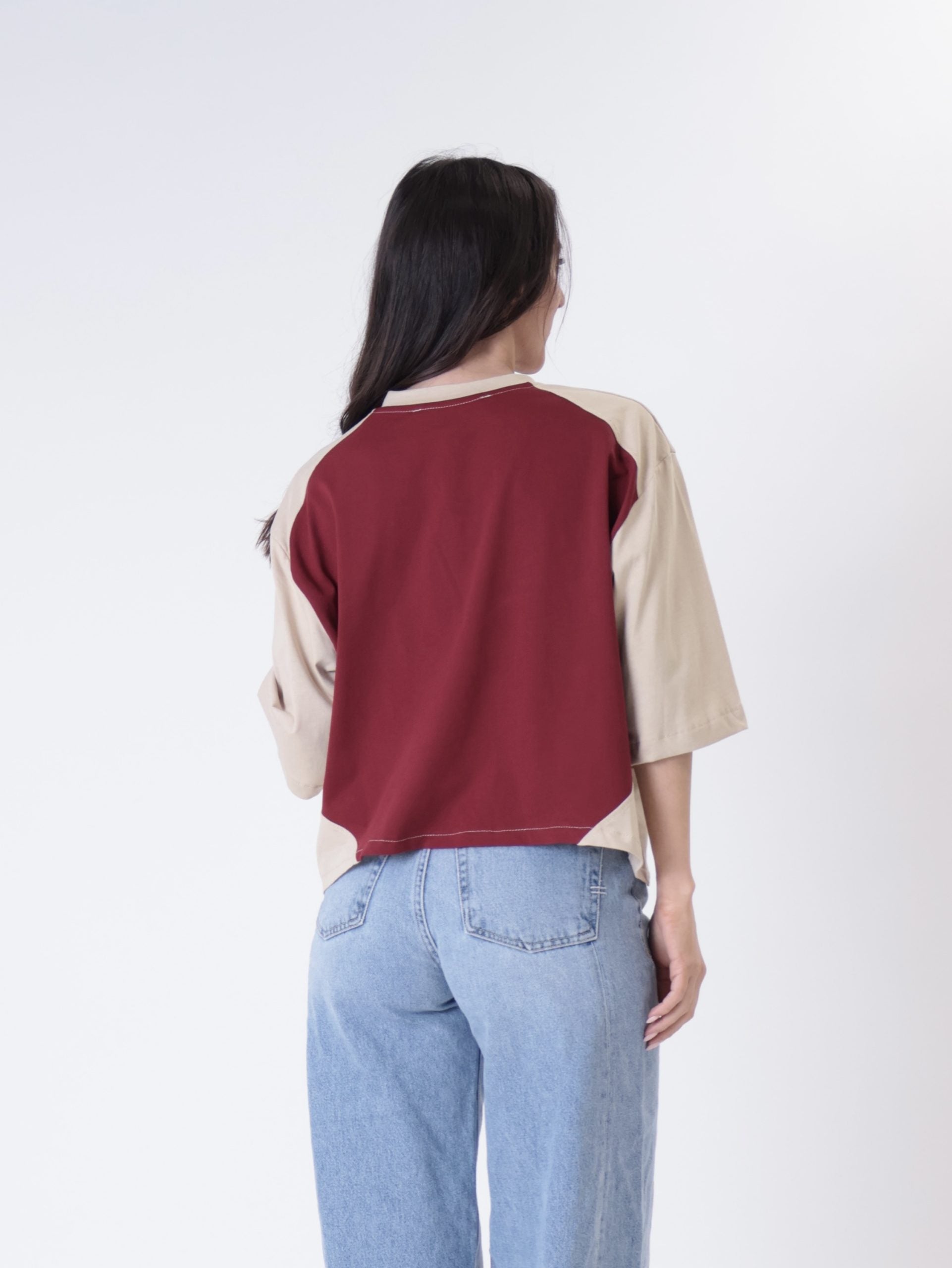 T-shirt bicolore india/beige