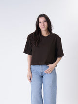T-shirt spalle imbottite moro