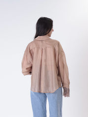 Camicia polso paillettes cammello
