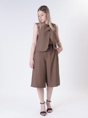Dark brown two-button palm gilet