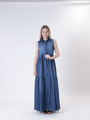 Abito chambry smanicato blu