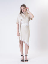 Abito pizzo cut out beige
