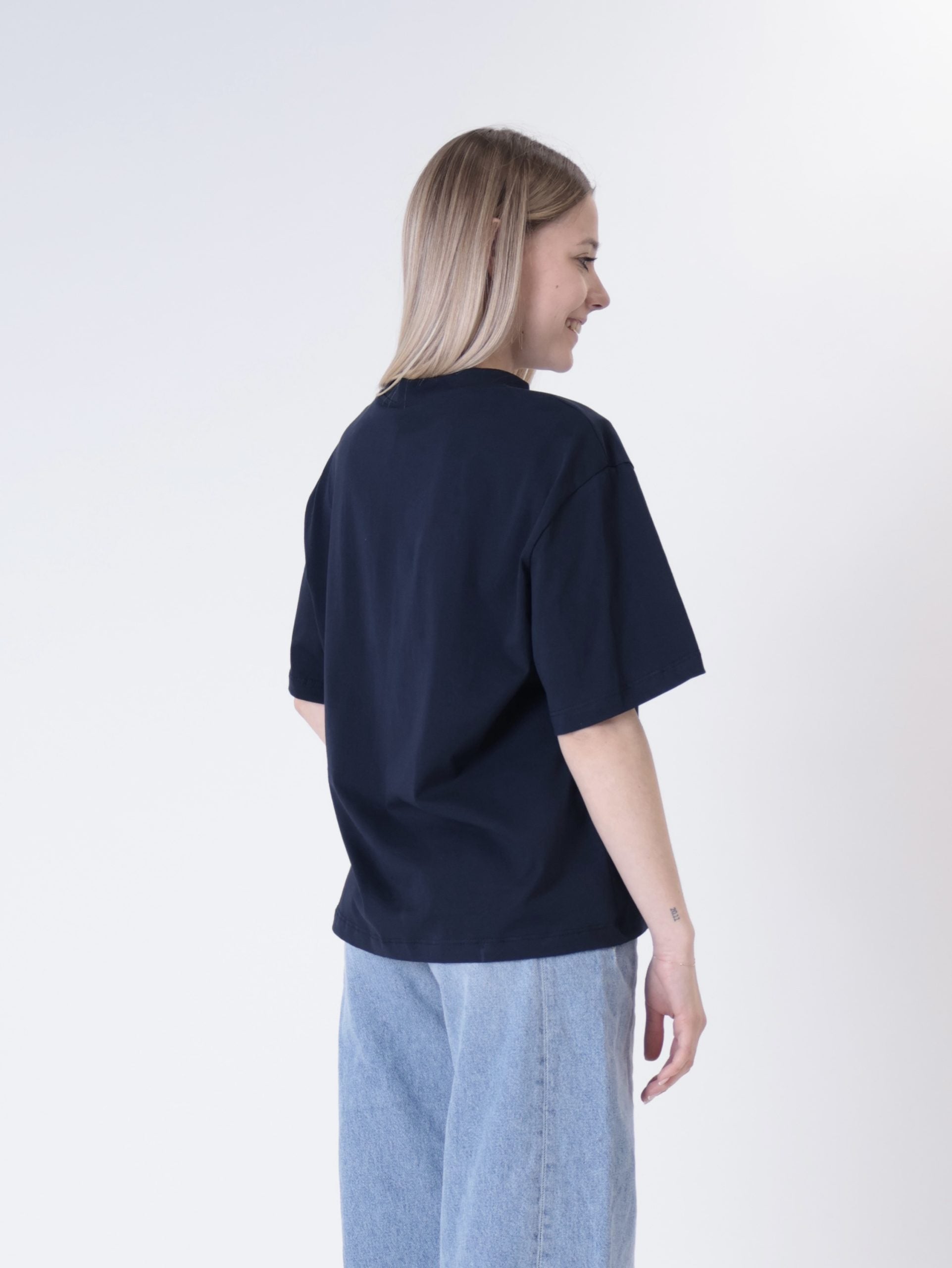 T-shirt tasca pailettes blu