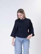 T-shirt lacci fianco blu