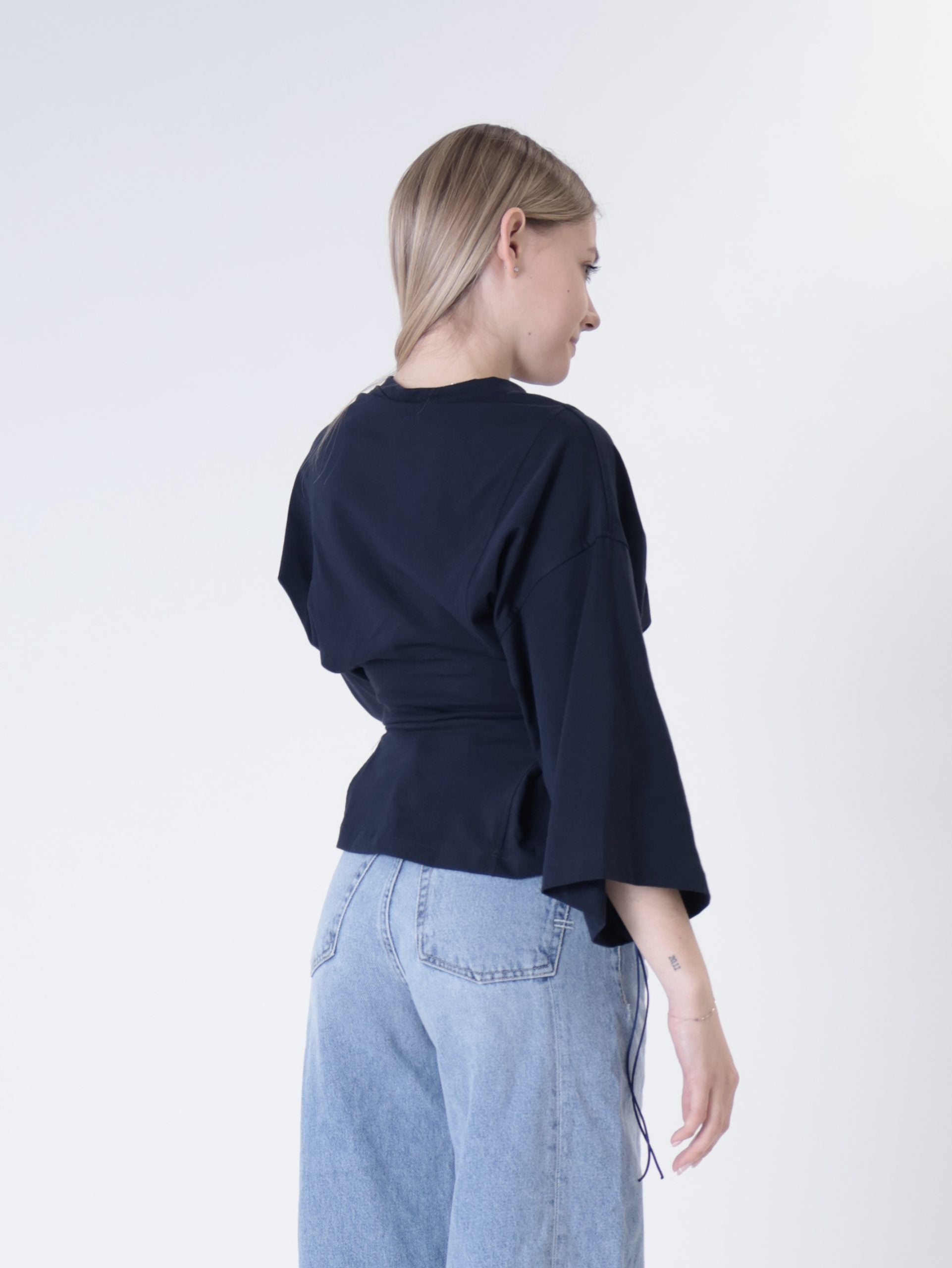 T-shirt lacci fianco blu