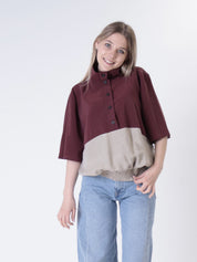 Blusa Lory m/m vino/deserto