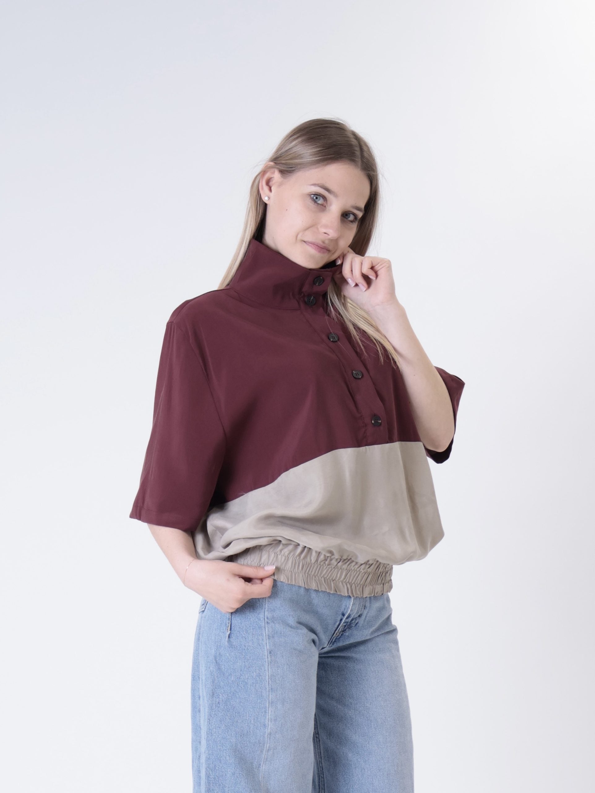Blusa Lory m/m vino/deserto