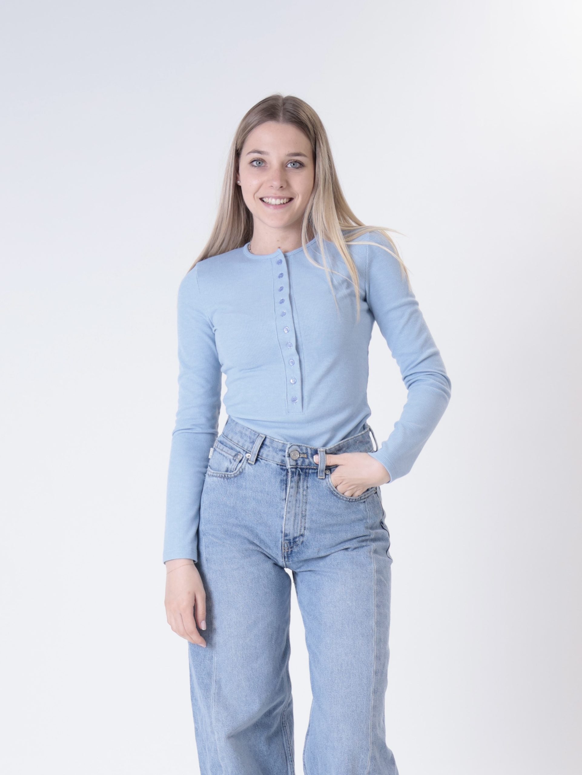Maglia serafino celeste