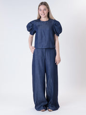 Blue chambray trousers