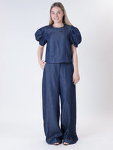 Blue chambray trousers