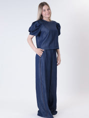 Top chambray blu