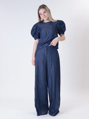 Top chambray blu
