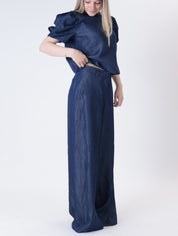 Top chambray blu