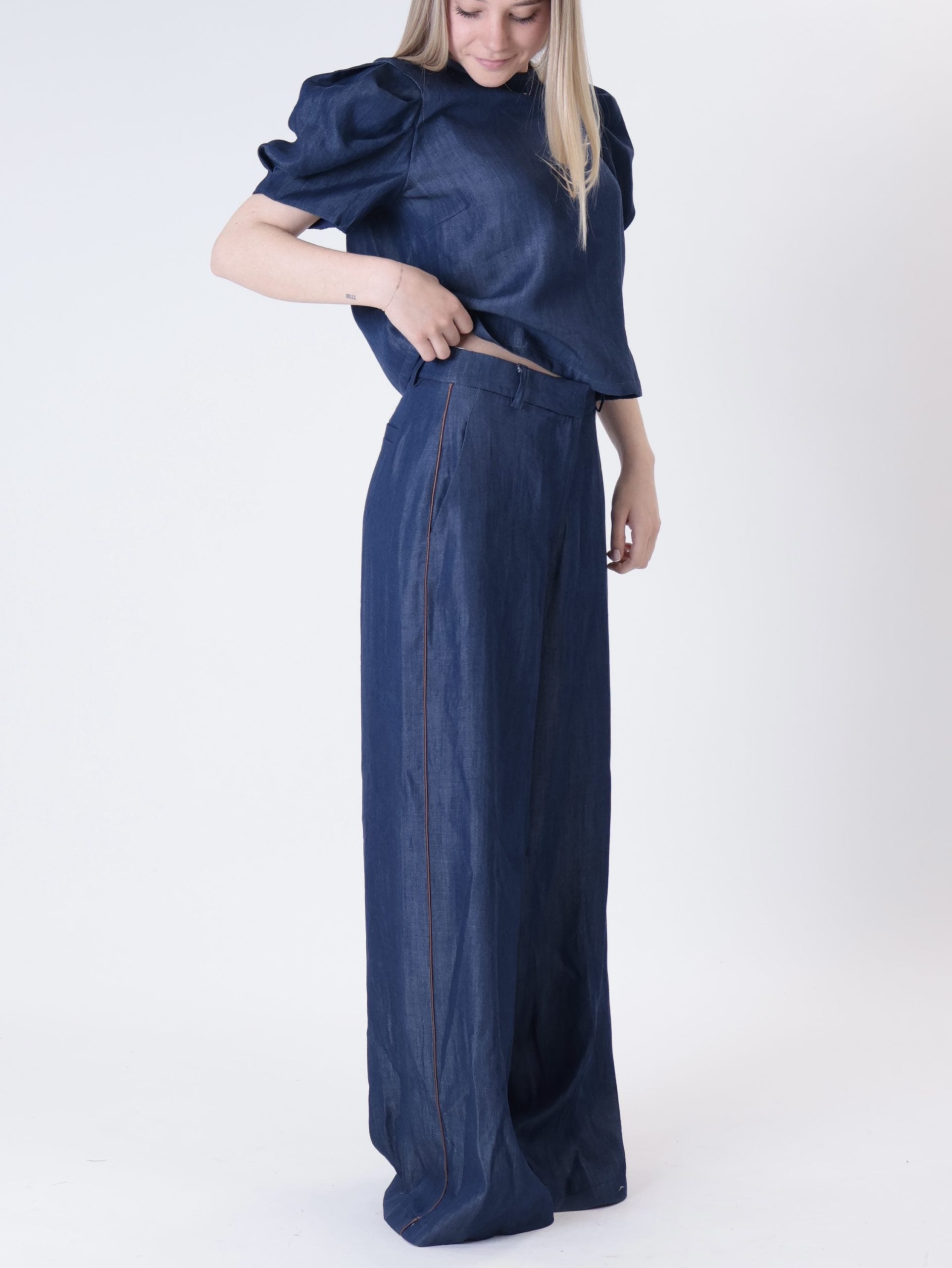 Top chambray blu