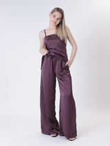 Wine satin palazzo trousers