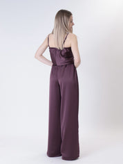 Wine satin palazzo trousers