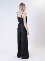 Top satin nero