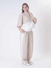 Maglia maty bottoni beige/panna