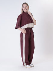 Trousers maty burgundy/beige