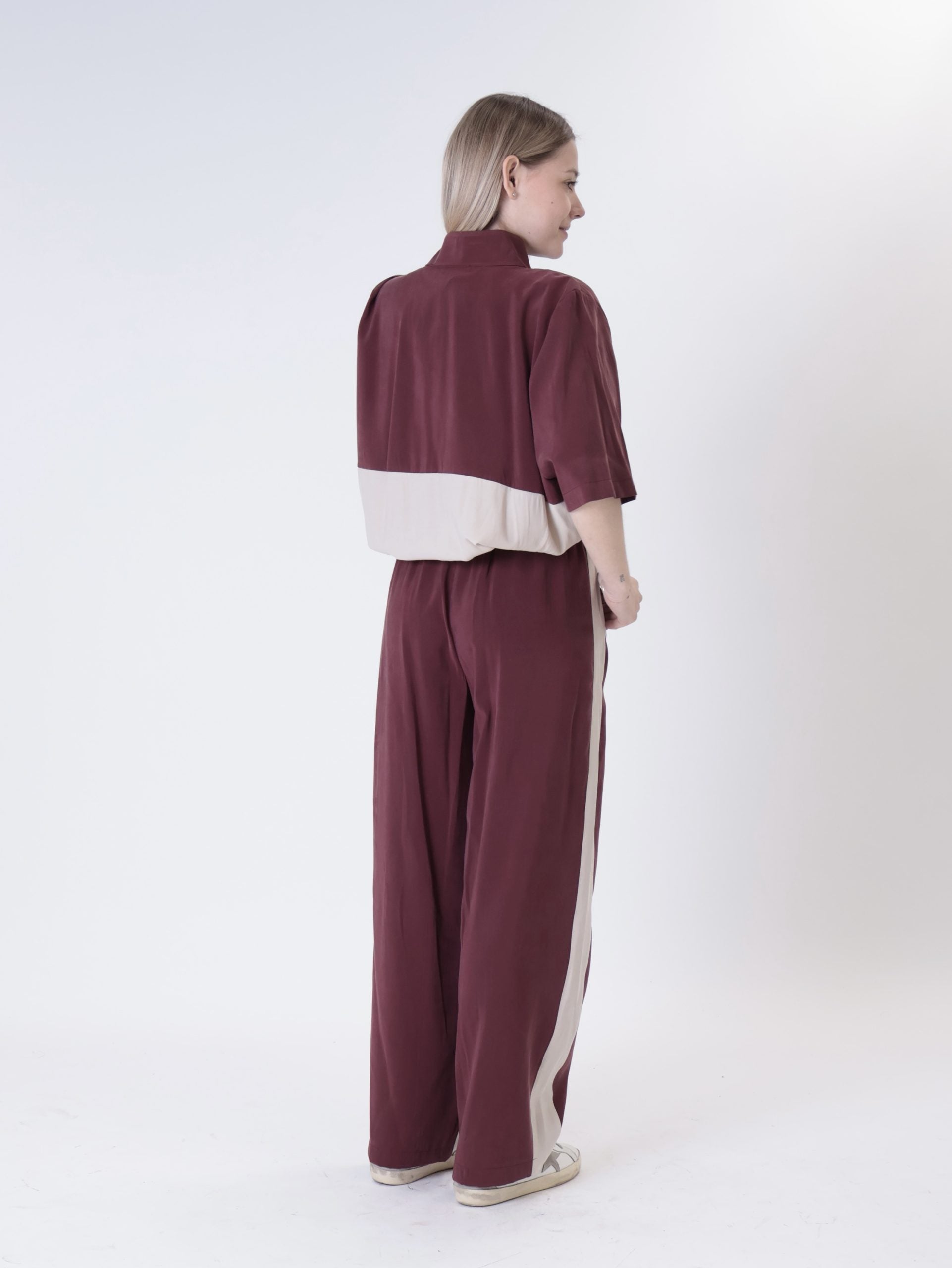 Maglia maty bottoni bordeaux/beige
