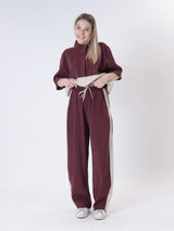 Trousers maty burgundy/beige