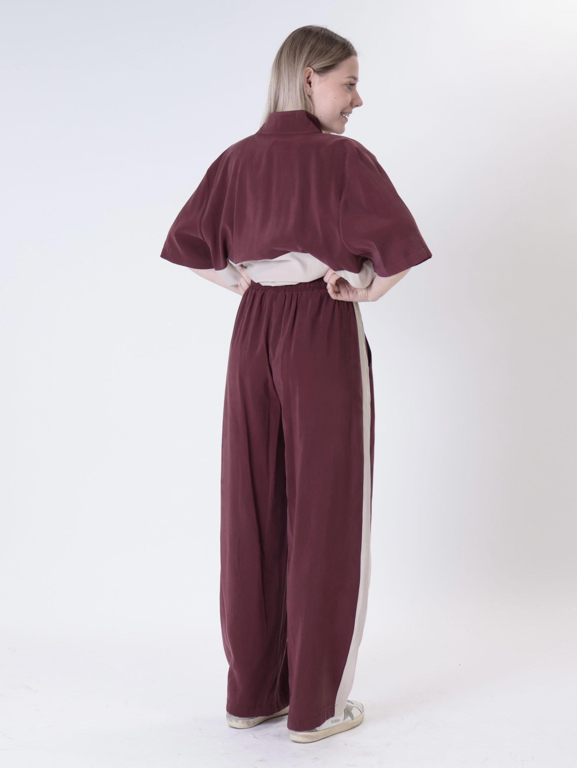 Trousers maty burgundy/beige