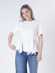 T-shirt spicchi pizzo bianco