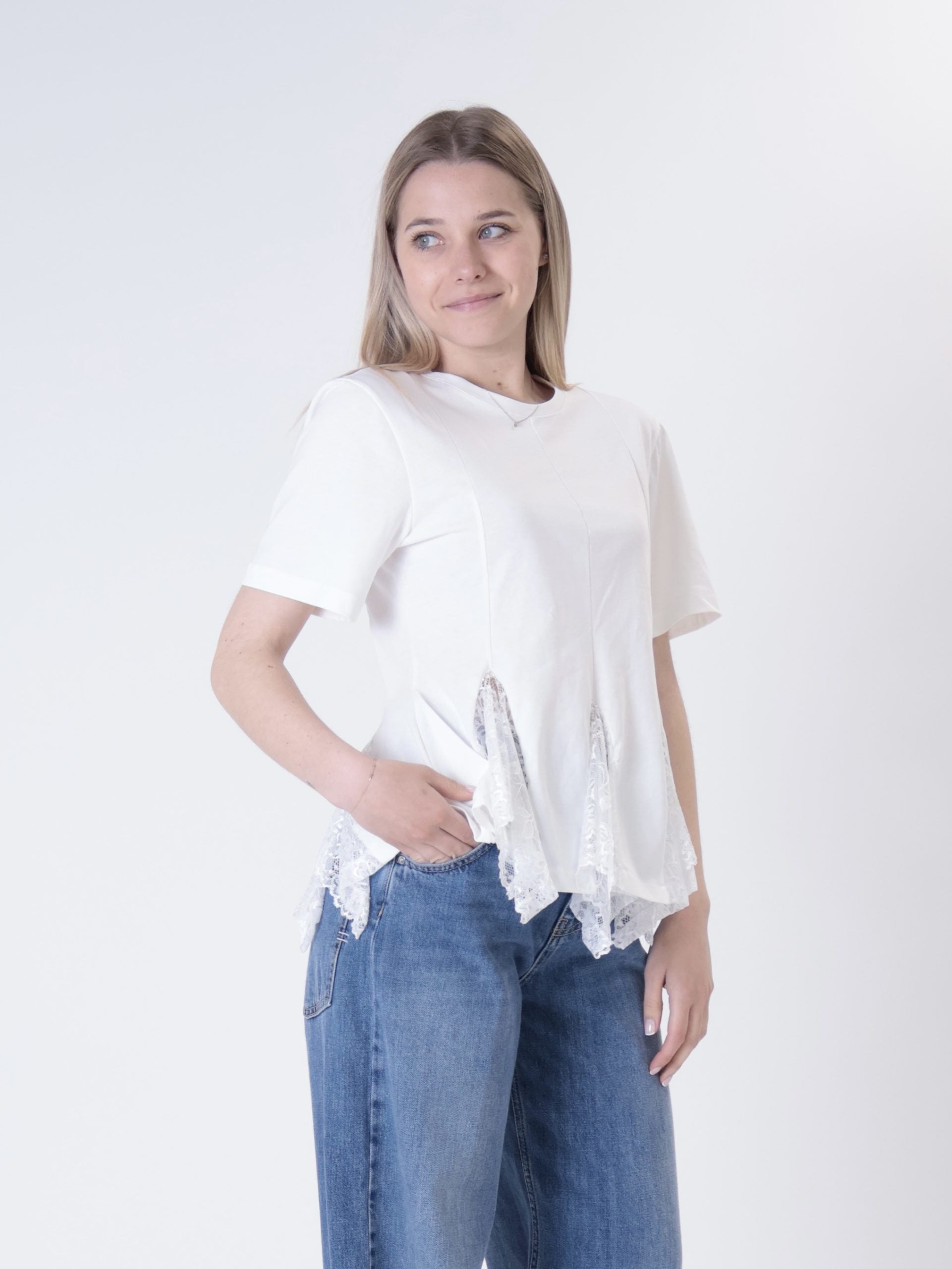 T-shirt spicchi pizzo bianco