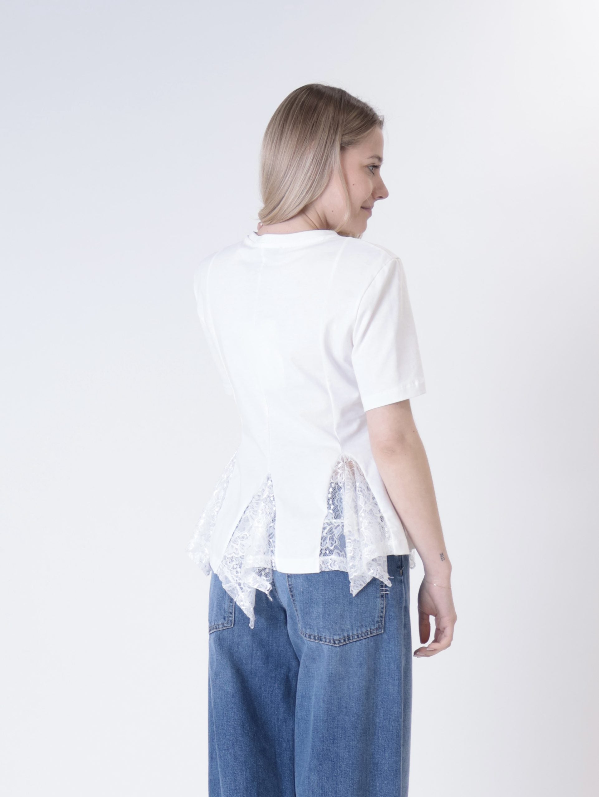 T-shirt spicchi pizzo bianco