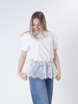 T-shirt palloncino pizzo bianco