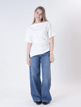 T-shirt drappeggio laterale bianca
