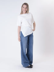 T-shirt drappeggio laterale bianca