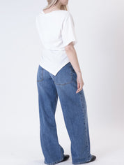 T-shirt drappeggio laterale bianca