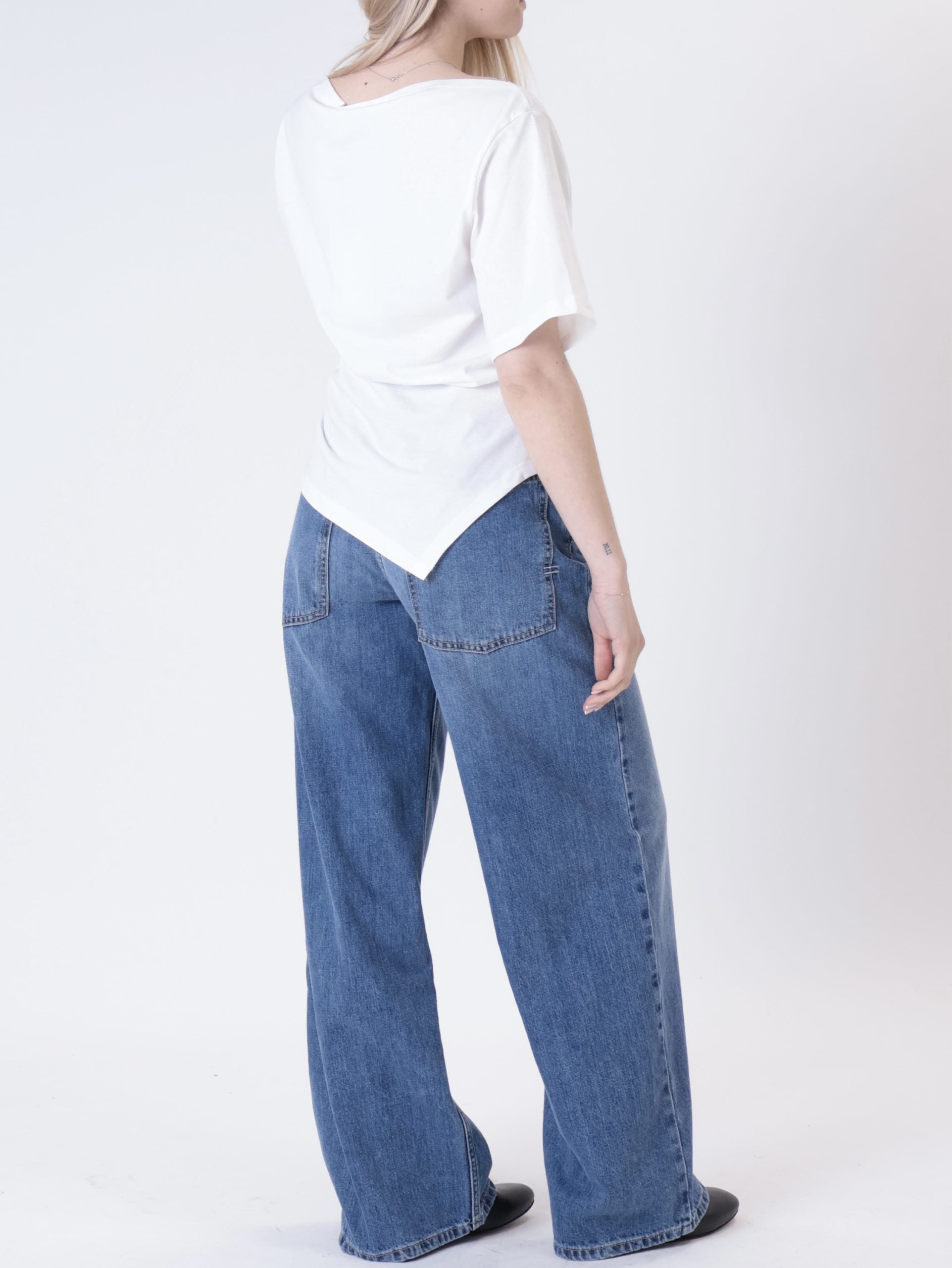 T-shirt drappeggio laterale bianca