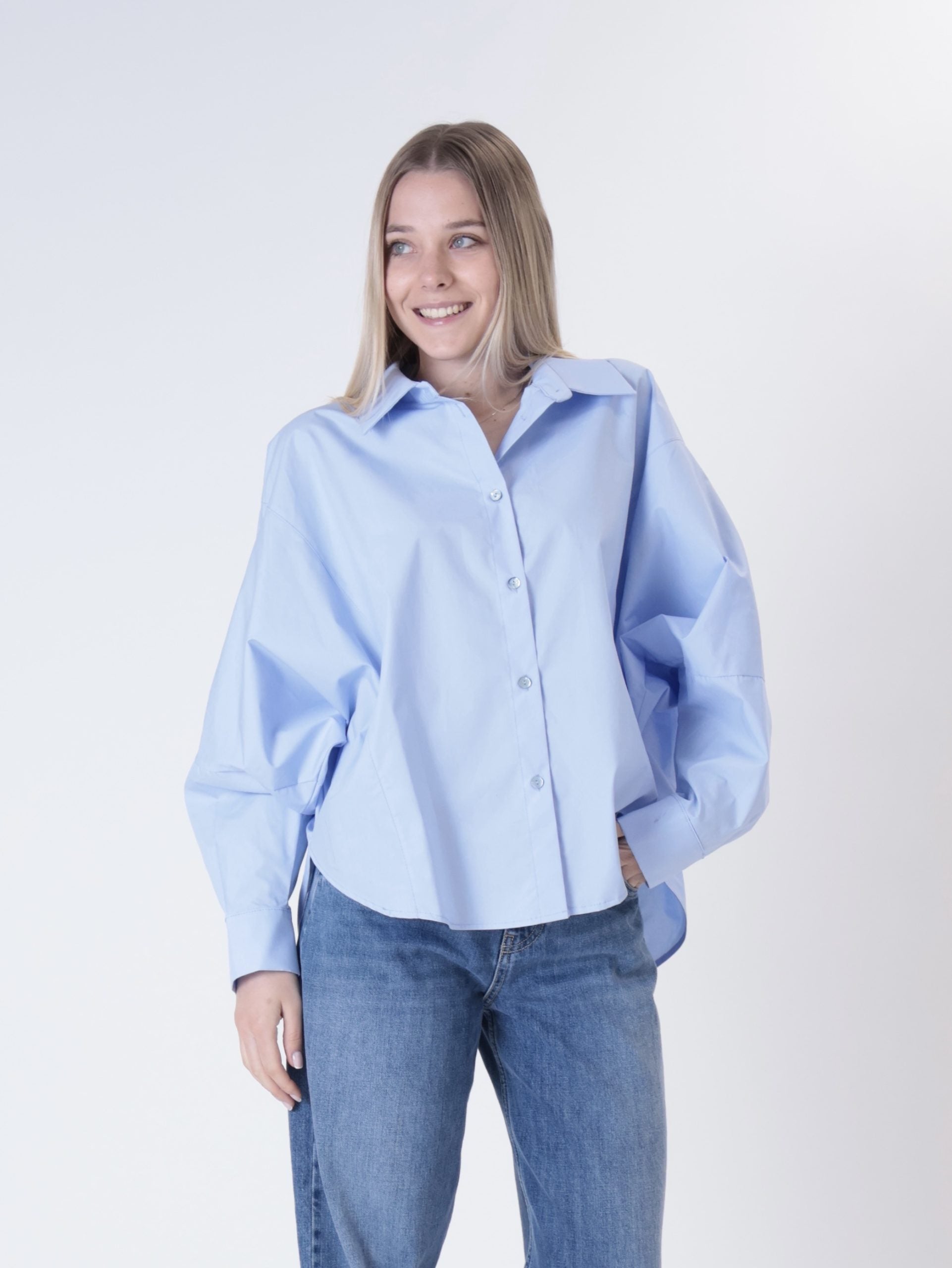 Camicia kimono celeste