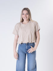 T-shirt arricciata beige