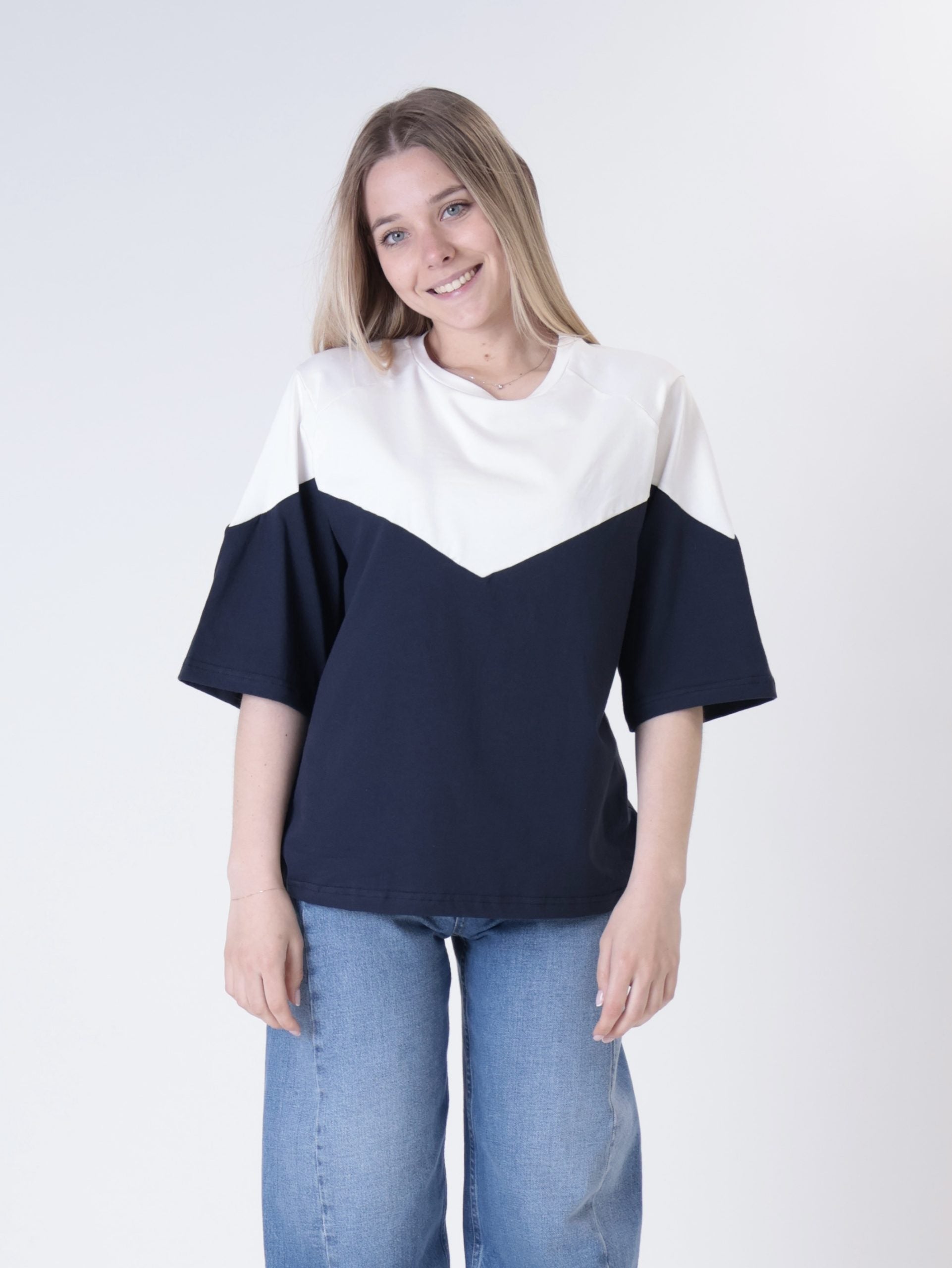 T-shirt Pami blu/panna