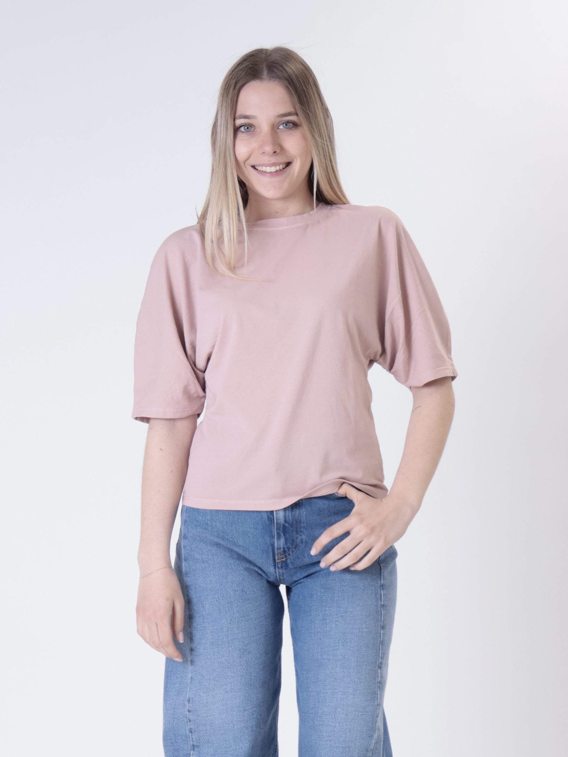 T-shirt slim m/pipistrello (colori all'interno)