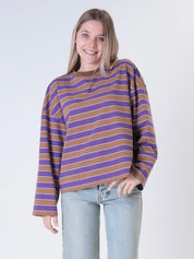 T-shirt m/lunga riga tabacco/viola