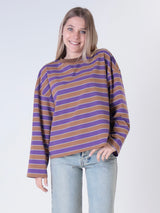 T-shirt m/lunga riga tabacco/viola