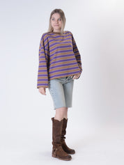 T-shirt m/lunga riga tabacco/viola